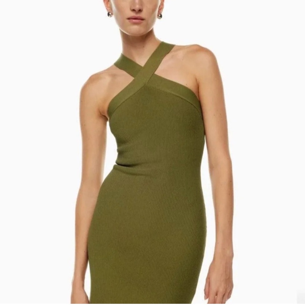 Aritzia Halter Top Knit Green Dress